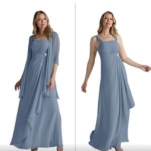 Azazie Beautiful Pale Blue Bridesmaid, Prom or Special occasion Dress & Jacket
